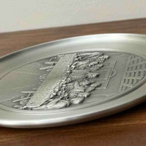 The Last Supper 3D Vintage Selangor Pewter Plate 5 5/8" - Picture 5 of 6